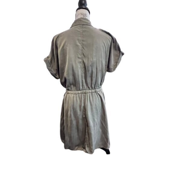 Tommy Hilfiger Utility Dress 10 Army Green Short Sleeve Drawstring Waist TENCEL - Picture 6 of 16